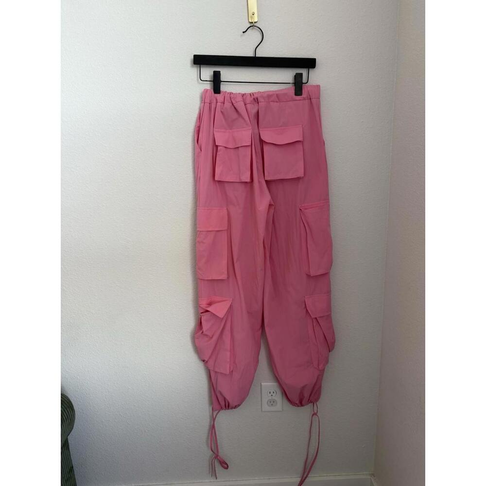 Goldhinge Women’s Barbie Pink Utility Cargo Nylon Stretch‎ Adjustable Pants Sz S - Picture 6 of 8